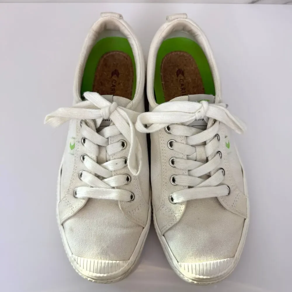 Cariuma Unisex OCA Low Sneaker Size W 9 Casual Canvas Cork Organic Off White